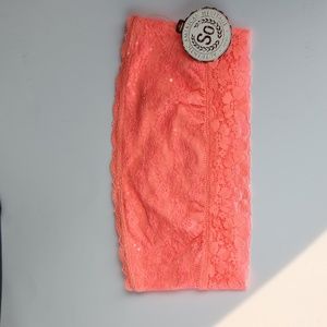 Lace Bandeau with Sequins Coral Gem M